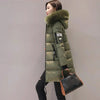 Women Winter Fur Collar Hooded Parka Fashion Letter Patch Zipper Pockets Design Long Jacket Elegant Slim Warm Thick Female Coats - MAGUSTA BEAUTY