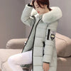Women Winter Fur Collar Hooded Parka Fashion Letter Patch Zipper Pockets Design Long Jacket Elegant Slim Warm Thick Female Coats - MAGUSTA BEAUTY