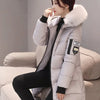 Women Winter Fur Collar Hooded Parka Fashion Letter Patch Zipper Pockets Design Long Jacket Elegant Slim Warm Thick Female Coats - MAGUSTA BEAUTY