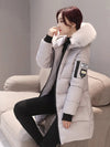 Women Winter Fur Collar Hooded Parka Fashion Letter Patch Zipper Pockets Design Long Jacket Elegant Slim Warm Thick Female Coats - MAGUSTA BEAUTY