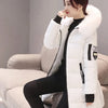 Women Winter Fur Collar Hooded Parka Fashion Letter Patch Zipper Pockets Design Long Jacket Elegant Slim Warm Thick Female Coats - MAGUSTA BEAUTY