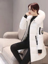 Women Winter Fur Collar Hooded Parka Fashion Letter Patch Zipper Pockets Design Long Jacket Elegant Slim Warm Thick Female Coats - MAGUSTA BEAUTY
