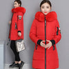Women Winter Fur Collar Hooded Parka Fashion Letter Patch Zipper Pockets Design Long Jacket Elegant Slim Warm Thick Female Coats - MAGUSTA BEAUTY