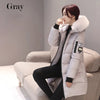 Women Winter Fur Collar Hooded Parka Fashion Letter Patch Zipper Pockets Design Long Jacket Elegant Slim Warm Thick Female Coats - MAGUSTA BEAUTY