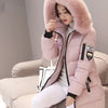 Women Winter Fur Collar Hooded Parka Fashion Letter Patch Zipper Pockets Design Long Jacket Elegant Slim Warm Thick Female Coats - MAGUSTA BEAUTY