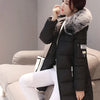 Women Winter Fur Collar Hooded Parka Fashion Letter Patch Zipper Pockets Design Long Jacket Elegant Slim Warm Thick Female Coats - MAGUSTA BEAUTY