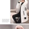 Women Winter Fur Collar Hooded Parka Fashion Letter Patch Zipper Pockets Design Long Jacket Elegant Slim Warm Thick Female Coats - MAGUSTA BEAUTY