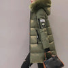 Women Winter Fur Collar Hooded Parka Fashion Letter Patch Zipper Pockets Design Long Jacket Elegant Slim Warm Thick Female Coats - MAGUSTA BEAUTY