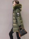 Women Winter Fur Collar Hooded Parka Fashion Letter Patch Zipper Pockets Design Long Jacket Elegant Slim Warm Thick Female Coats - MAGUSTA BEAUTY