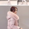 Women Winter Fur Collar Hooded Parka Fashion Letter Patch Zipper Pockets Design Long Jacket Elegant Slim Warm Thick Female Coats - MAGUSTA BEAUTY
