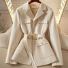 Women's Blazer Coat New 2025 Autumn Long Sleeve Casual Single Breasted Elegant Office Waist Ladies Suit Jacket lady Outerwear - MAGUSTA BEAUTY