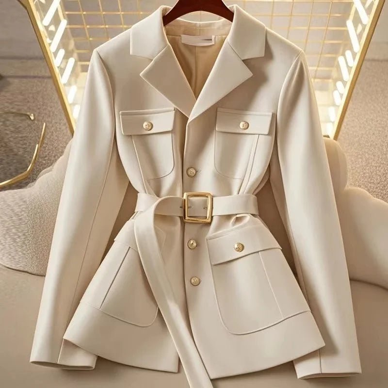 Women's Blazer Coat New 2025 Autumn Long Sleeve Casual Single Breasted Elegant Office Waist Ladies Suit Jacket lady Outerwear - MAGUSTA BEAUTY