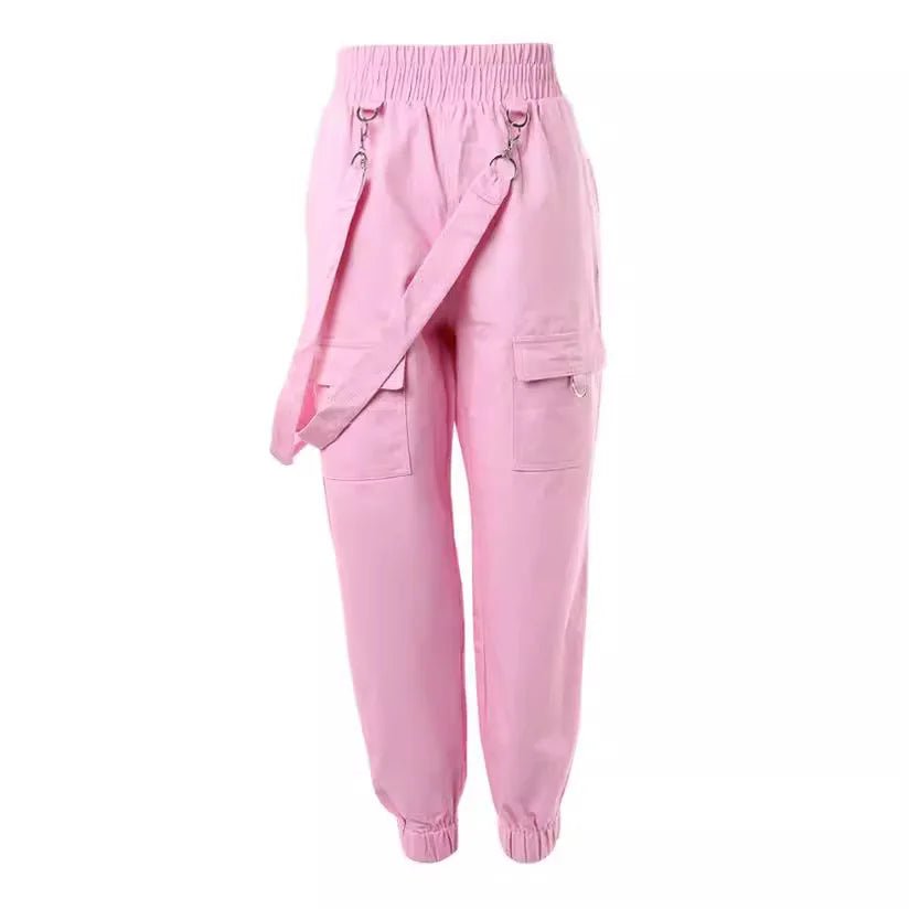 Women's Cargo Pants Casual Trousers 2026 Spring Autumn Solid Color Trend Street Pocket Design Cuff Suspenders Streetwear Women - MAGUSTA BEAUTY