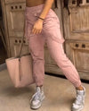 Women's Cargo Pants Casual Trousers 2026 Spring Autumn Solid Color Trend Street Pocket Design Cuff Suspenders Streetwear Women - MAGUSTA BEAUTY