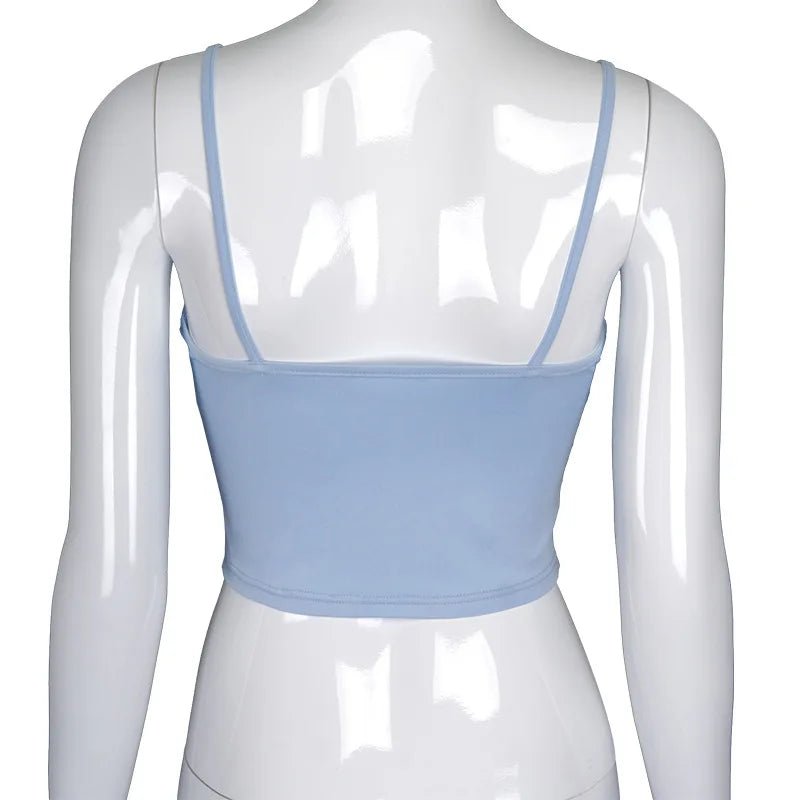 Women’s Fashion Solid Color Camisole Summer Sexy Pleated Hollow Bandage Exposed Navel Top Y2k Crop Top - MAGUSTA BEAUTY