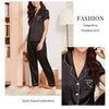 Women's Pajama Pocket Heart Embroidered Pajama Set Satin Comfortable Short Sleeve Button Pajama Lounge Pant For Women Sleepwear - MAGUSTA BEAUTY