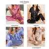 Women's Pajama Pocket Heart Embroidered Pajama Set Satin Comfortable Short Sleeve Button Pajama Lounge Pant For Women Sleepwear - MAGUSTA BEAUTY