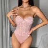 Womens Sequin Bodysuit Adjustable Strap Summer Y2K Streetwear Going Out Night Club Party Bodysuit Leotard Tops - MAGUSTA BEAUTY