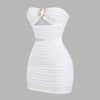 Women's Sexy Slim - Fit Strapless Bustier Mini Dress with Metal Buckle - MAGUSTA BEAUTY