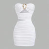 Women's Sexy Slim - Fit Strapless Bustier Mini Dress with Metal Buckle - MAGUSTA BEAUTY