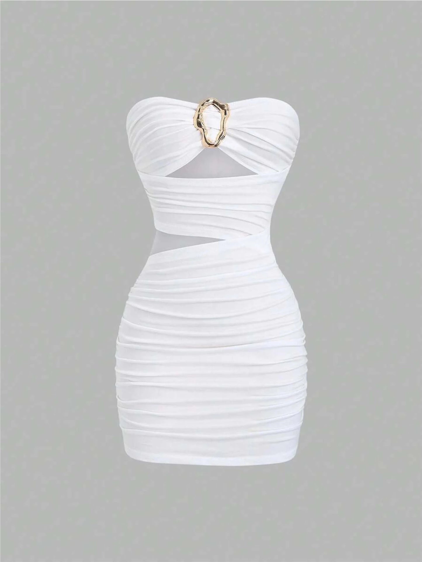 Women's Sexy Slim - Fit Strapless Bustier Mini Dress with Metal Buckle - MAGUSTA BEAUTY
