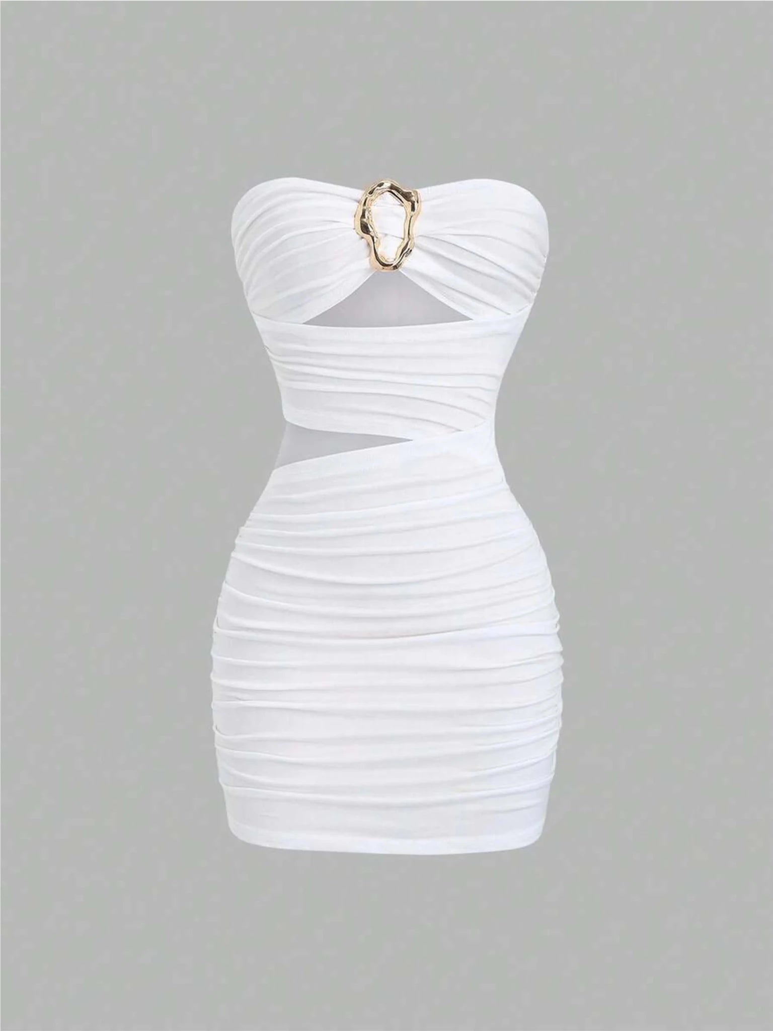 Women's Sexy Slim - Fit Strapless Bustier Mini Dress with Metal Buckle - MAGUSTA BEAUTY