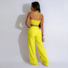 Women's Two - piece Solid Color Hanging Neck Hollow Top Sexy Perforated Slim Fit Pants Set 2026 Summer - MAGUSTA BEAUTY
