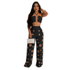 Women's Two - piece Solid Color Hanging Neck Hollow Top Sexy Perforated Slim Fit Pants Set 2026 Summer - MAGUSTA BEAUTY
