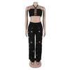 Women's Two - piece Solid Color Hanging Neck Hollow Top Sexy Perforated Slim Fit Pants Set 2026 Summer - MAGUSTA BEAUTY