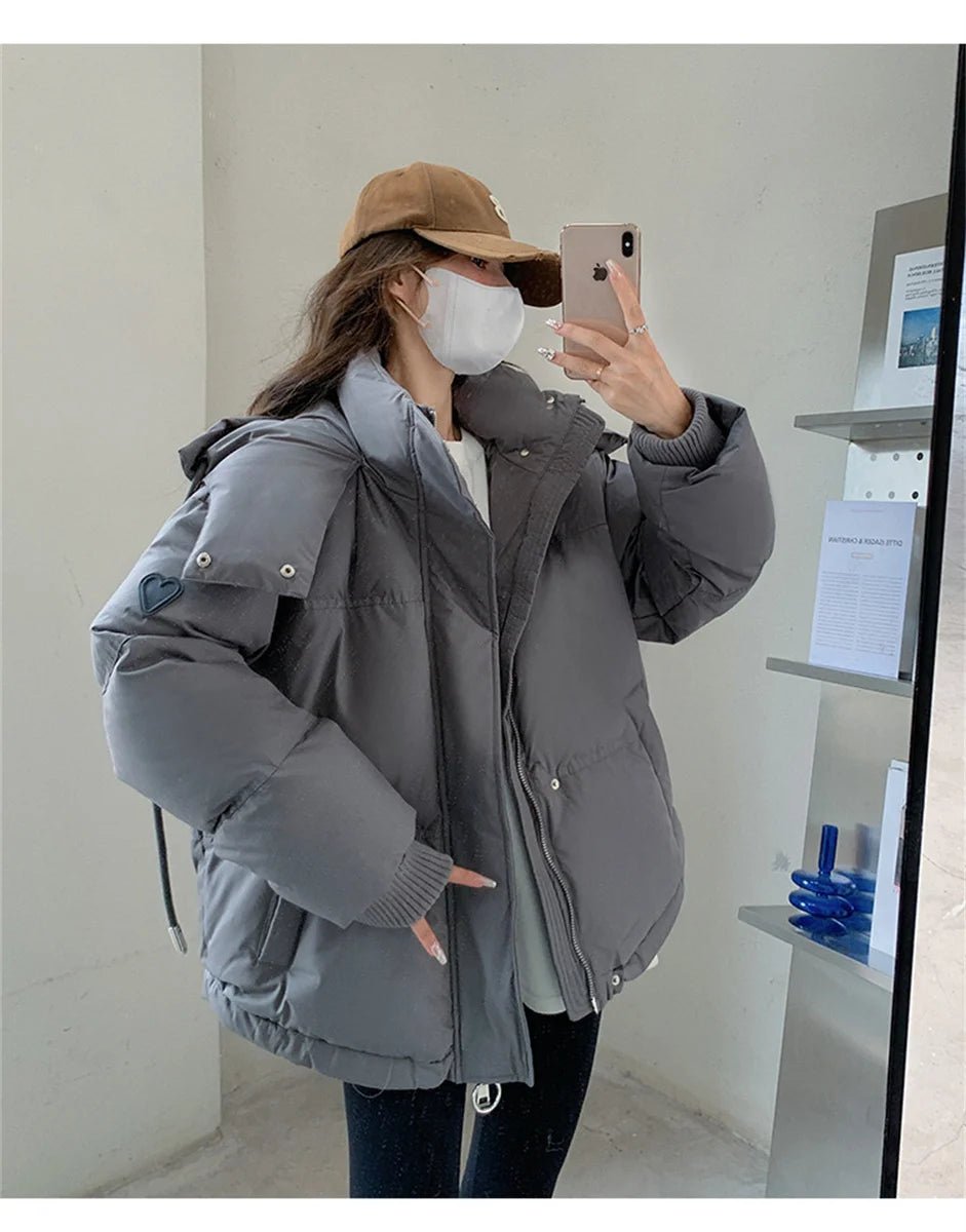 Women's Winter Warm Padded Jacket Coat 2025 New Down Cotton Hooded Solid Thick Parka Waterproof Puffy Korean Fashion Outdoor - MAGUSTA BEAUTY