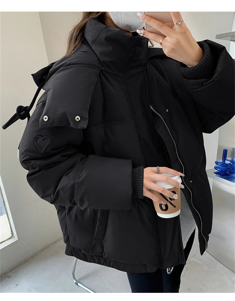 Women's Winter Warm Padded Jacket Coat 2025 New Down Cotton Hooded Solid Thick Parka Waterproof Puffy Korean Fashion Outdoor - MAGUSTA BEAUTY