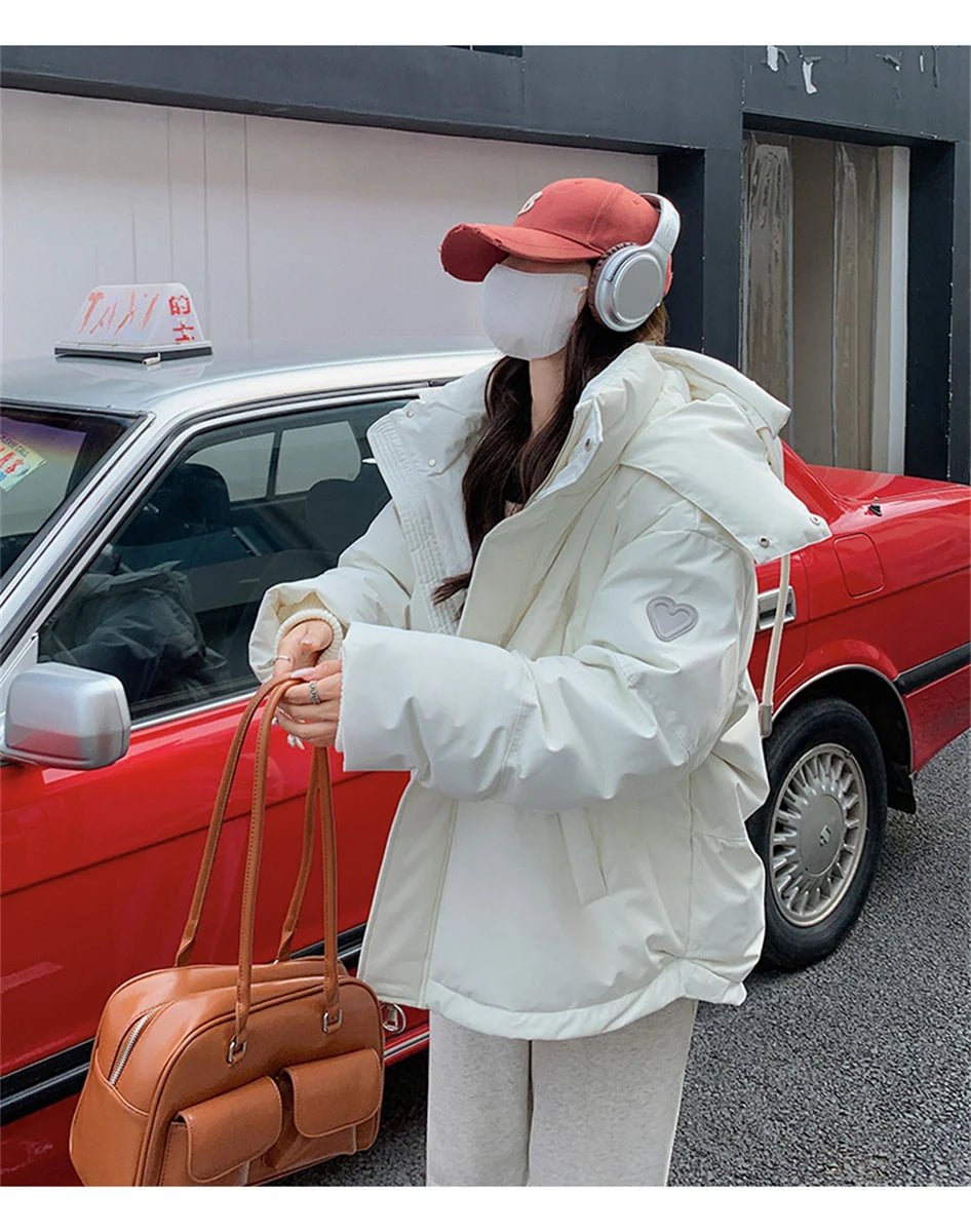 Women's Winter Warm Padded Jacket Coat 2025 New Down Cotton Hooded Solid Thick Parka Waterproof Puffy Korean Fashion Outdoor - MAGUSTA BEAUTY