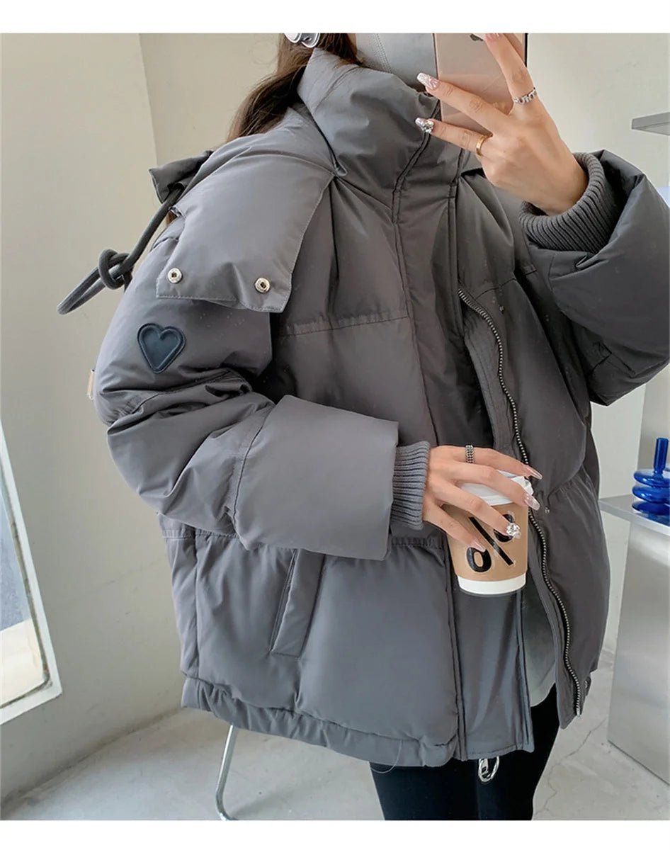 Women's Winter Warm Padded Jacket Coat 2025 New Down Cotton Hooded Solid Thick Parka Waterproof Puffy Korean Fashion Outdoor - MAGUSTA BEAUTY