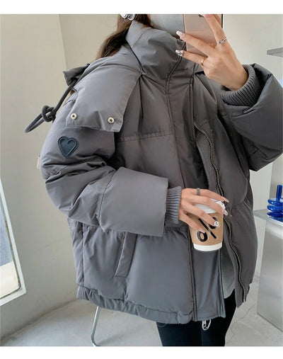 Women's Winter Warm Padded Jacket Coat 2025 New Down Cotton Hooded Solid Thick Parka Waterproof Puffy Korean Fashion Outdoor - MAGUSTA BEAUTY