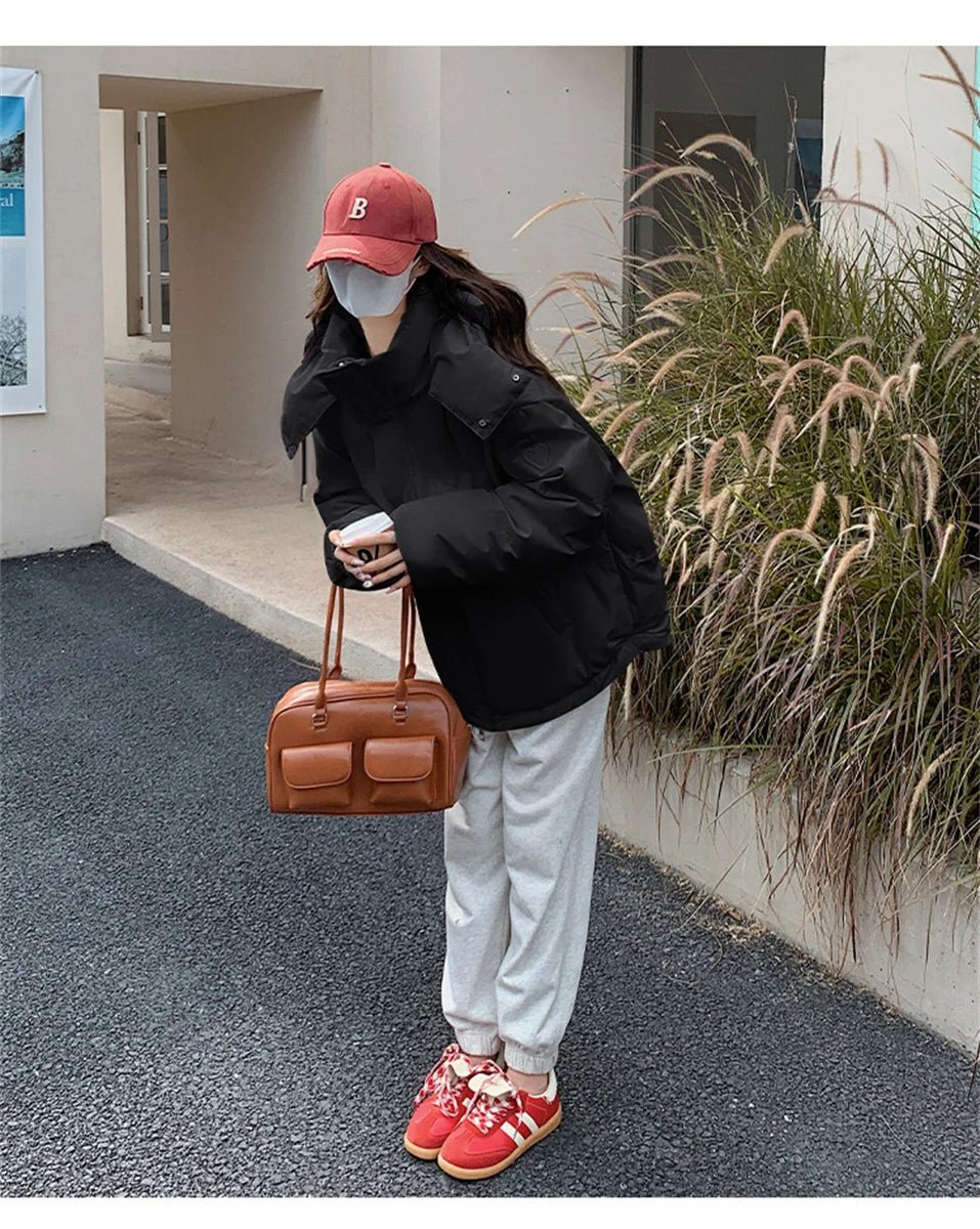 Women's Winter Warm Padded Jacket Coat 2025 New Down Cotton Hooded Solid Thick Parka Waterproof Puffy Korean Fashion Outdoor - MAGUSTA BEAUTY