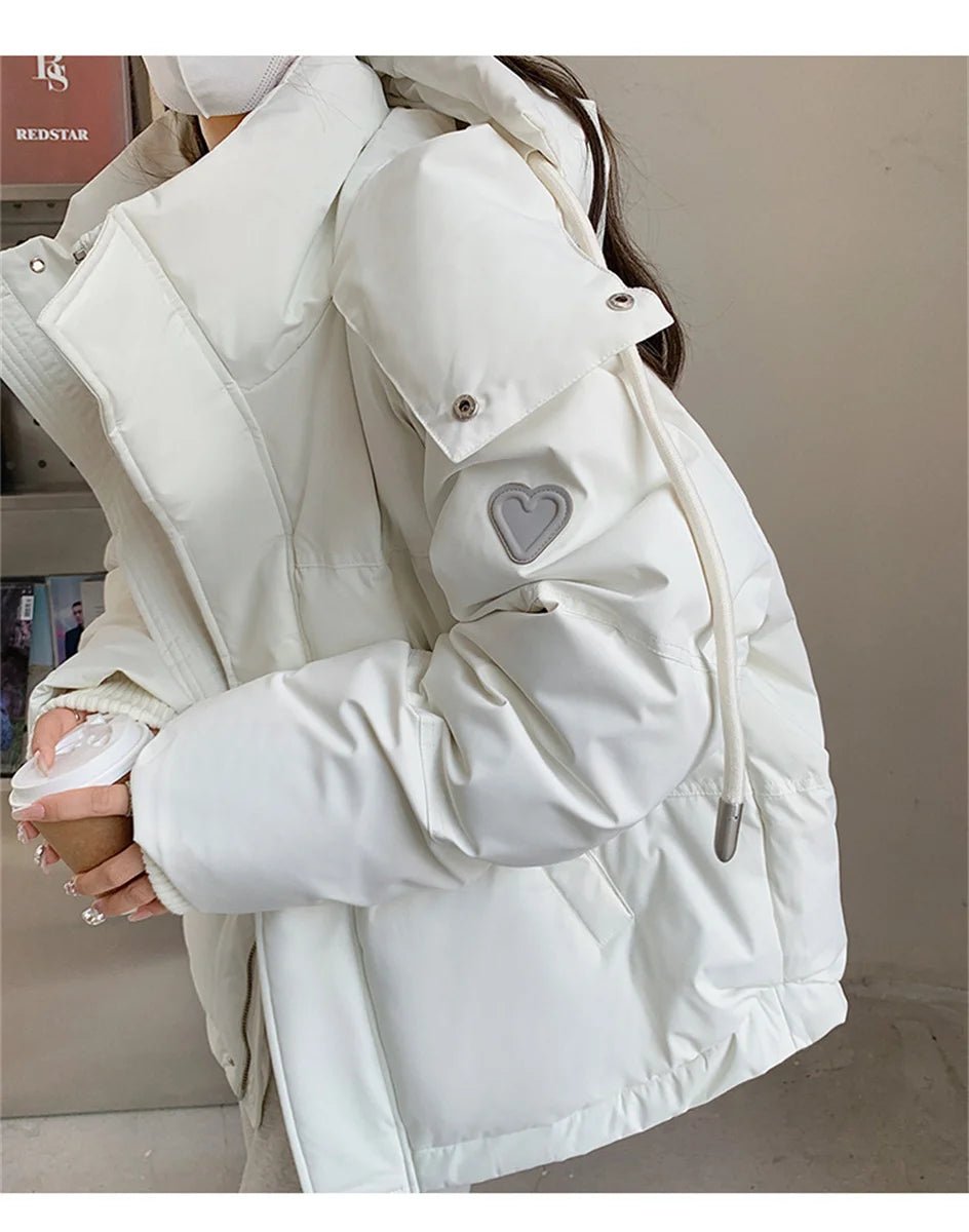 Women's Winter Warm Padded Jacket Coat 2025 New Down Cotton Hooded Solid Thick Parka Waterproof Puffy Korean Fashion Outdoor - MAGUSTA BEAUTY