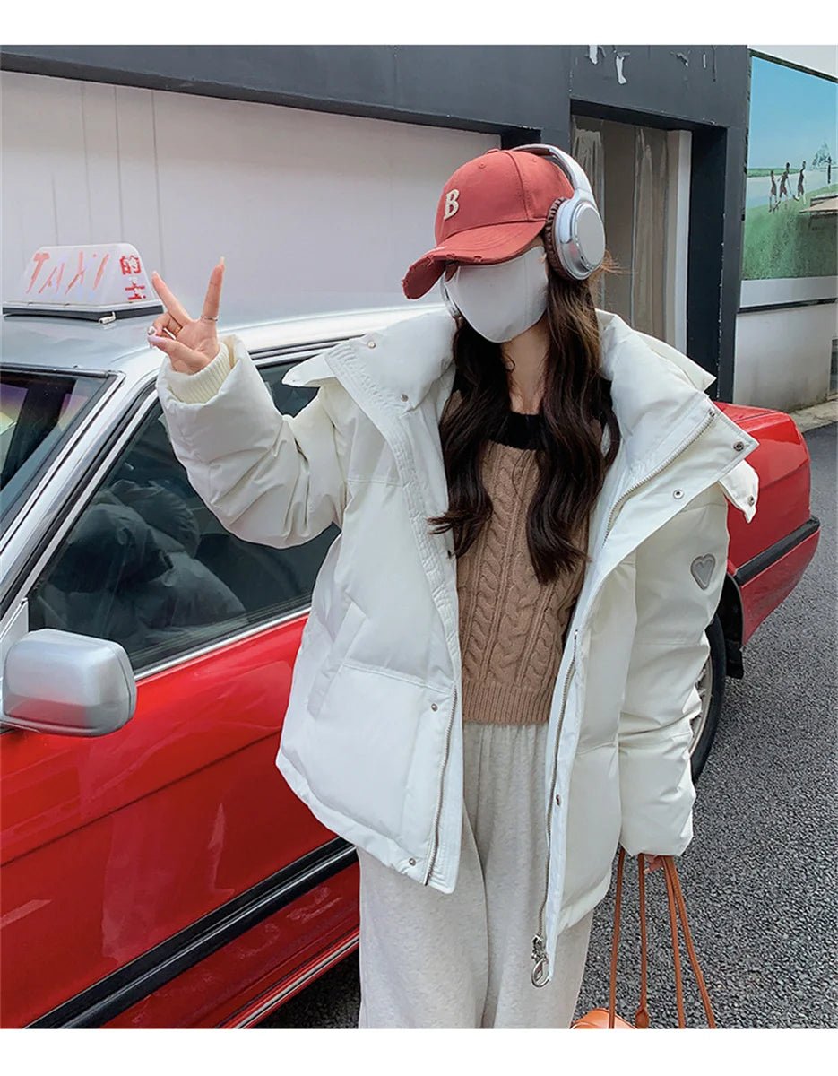 Women's Winter Warm Padded Jacket Coat 2025 New Down Cotton Hooded Solid Thick Parka Waterproof Puffy Korean Fashion Outdoor - MAGUSTA BEAUTY
