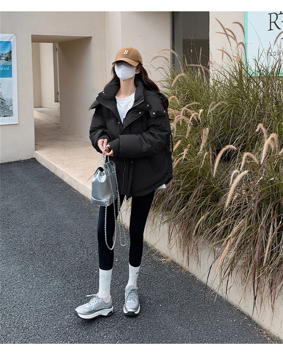 Women's Winter Warm Padded Jacket Coat 2025 New Down Cotton Hooded Solid Thick Parka Waterproof Puffy Korean Fashion Outdoor - MAGUSTA BEAUTY