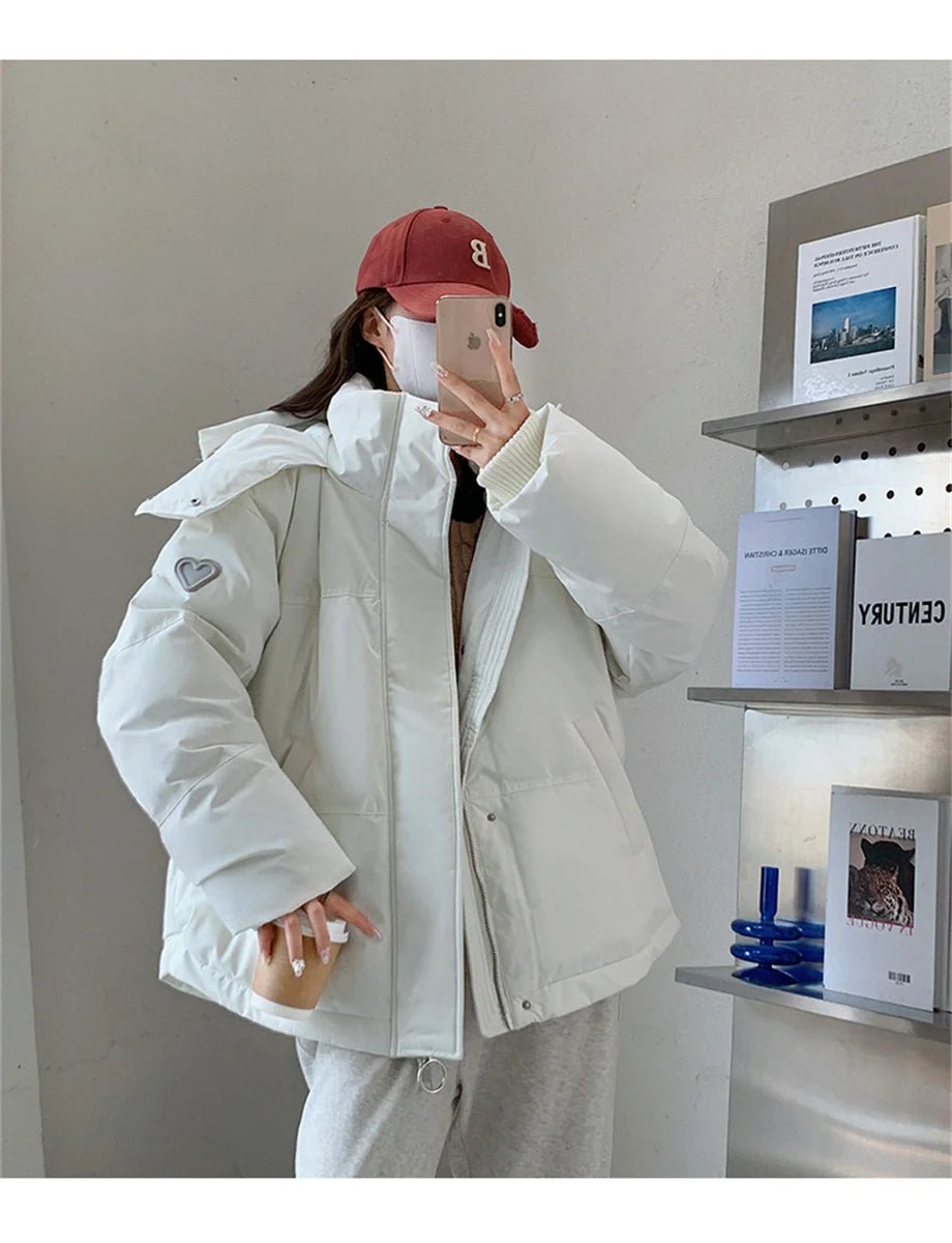 Women's Winter Warm Padded Jacket Coat 2025 New Down Cotton Hooded Solid Thick Parka Waterproof Puffy Korean Fashion Outdoor - MAGUSTA BEAUTY