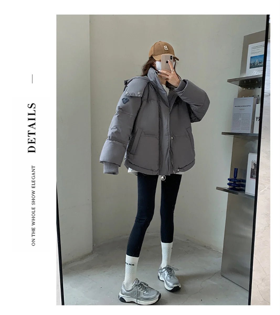 Women's Winter Warm Padded Jacket Coat 2025 New Down Cotton Hooded Solid Thick Parka Waterproof Puffy Korean Fashion Outdoor - MAGUSTA BEAUTY
