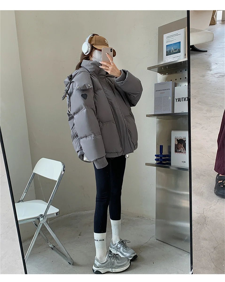 Women's Winter Warm Padded Jacket Coat 2025 New Down Cotton Hooded Solid Thick Parka Waterproof Puffy Korean Fashion Outdoor - MAGUSTA BEAUTY