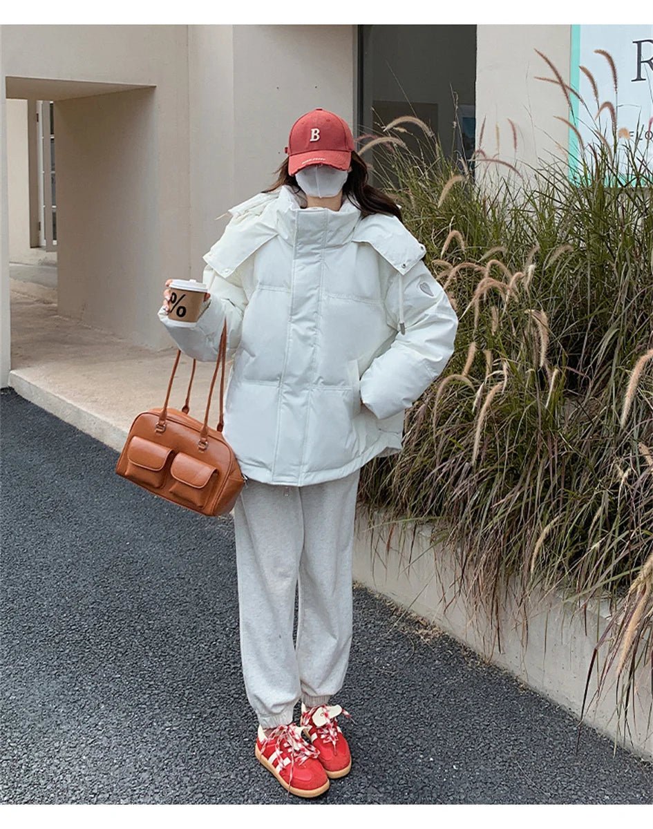 Women's Winter Warm Padded Jacket Coat 2025 New Down Cotton Hooded Solid Thick Parka Waterproof Puffy Korean Fashion Outdoor - MAGUSTA BEAUTY
