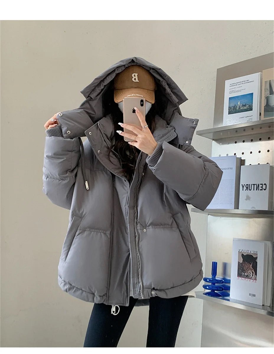 Women's Winter Warm Padded Jacket Coat 2025 New Down Cotton Hooded Solid Thick Parka Waterproof Puffy Korean Fashion Outdoor - MAGUSTA BEAUTY