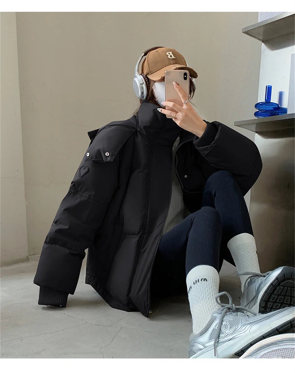 Women's Winter Warm Padded Jacket Coat 2025 New Down Cotton Hooded Solid Thick Parka Waterproof Puffy Korean Fashion Outdoor - MAGUSTA BEAUTY