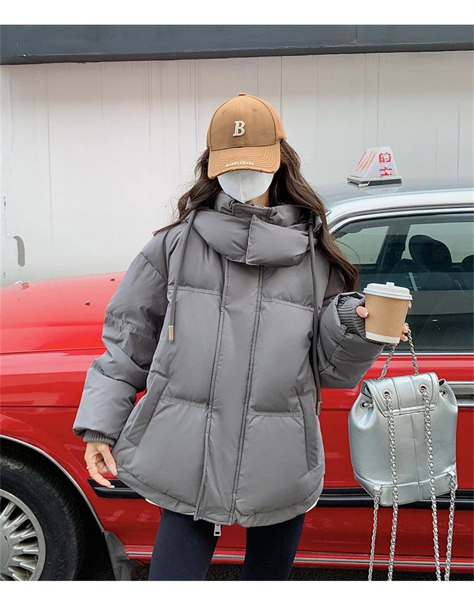 Women's Winter Warm Padded Jacket Coat 2025 New Down Cotton Hooded Solid Thick Parka Waterproof Puffy Korean Fashion Outdoor - MAGUSTA BEAUTY