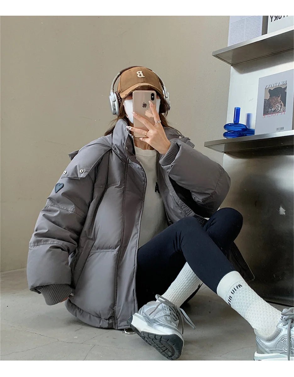 Women's Winter Warm Padded Jacket Coat 2025 New Down Cotton Hooded Solid Thick Parka Waterproof Puffy Korean Fashion Outdoor - MAGUSTA BEAUTY