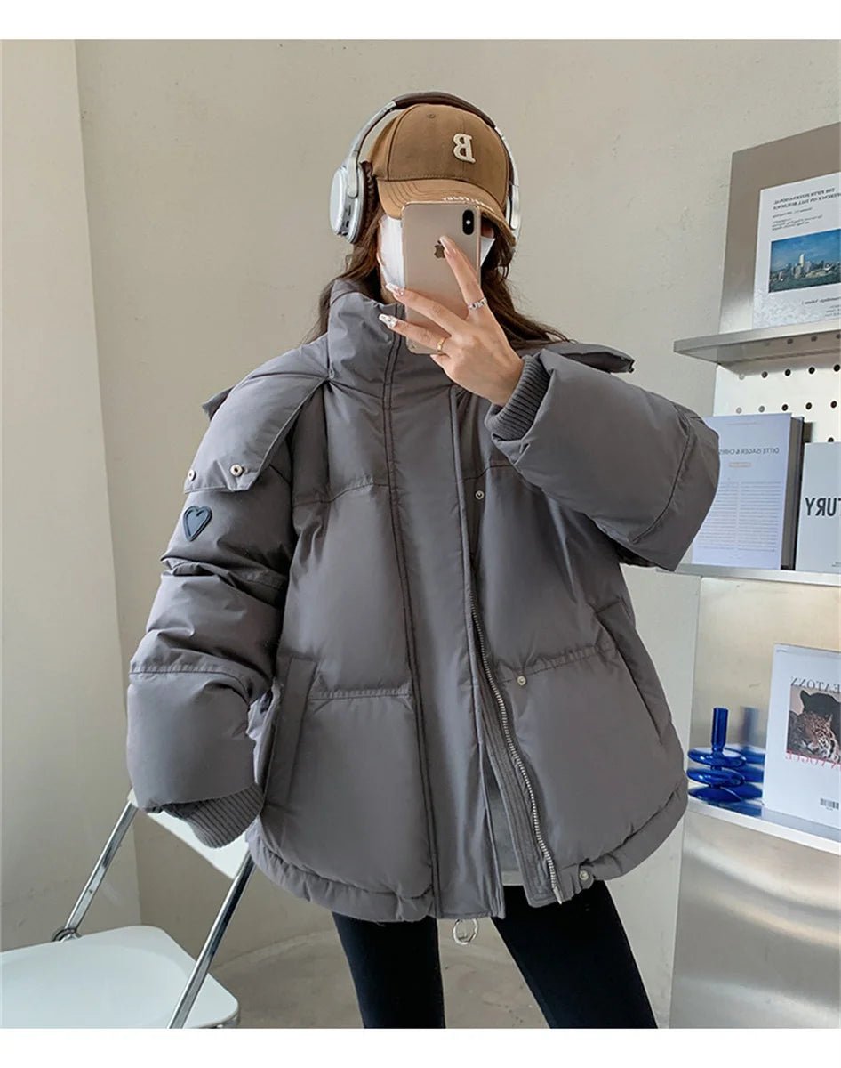Women's Winter Warm Padded Jacket Coat 2025 New Down Cotton Hooded Solid Thick Parka Waterproof Puffy Korean Fashion Outdoor - MAGUSTA BEAUTY
