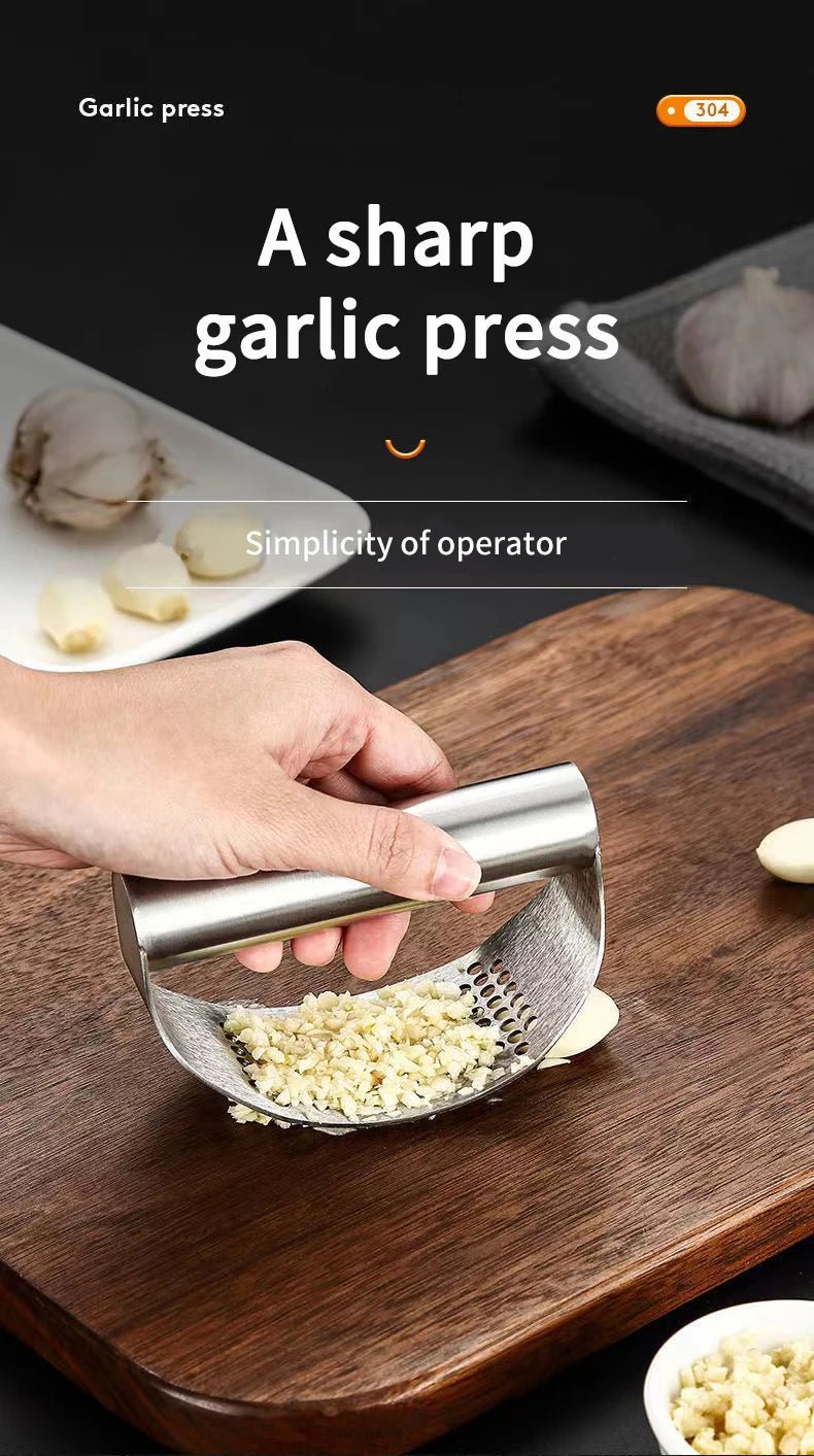 WORTHBUY Manual Stainless Steel Garlic Press, Garlic Chopped Ginger Crusher For Fruit Vegetable Tools Kitchen Accessories - MAGUSTA BEAUTY