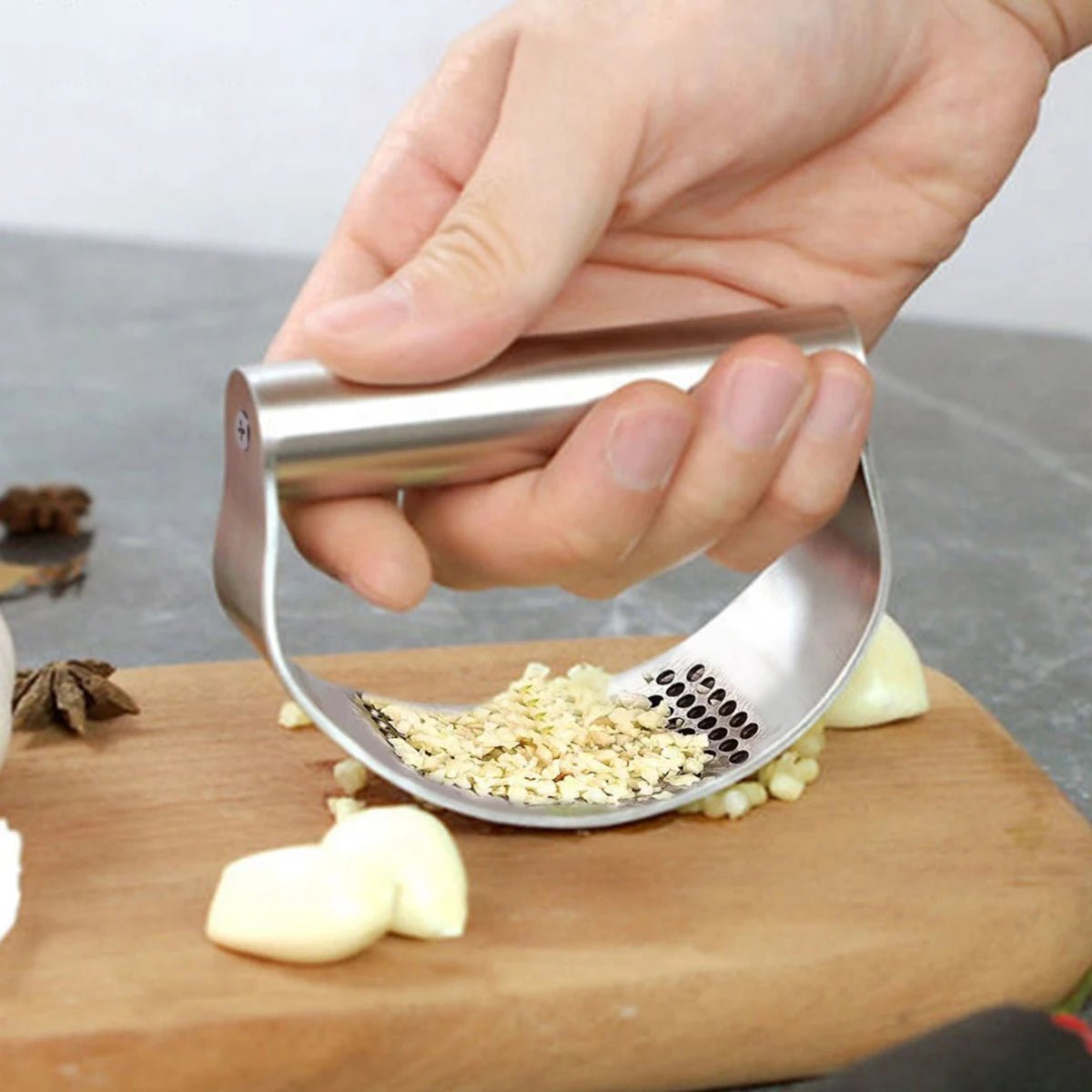 WORTHBUY Manual Stainless Steel Garlic Press, Garlic Chopped Ginger Crusher For Fruit Vegetable Tools Kitchen Accessories - MAGUSTA BEAUTY