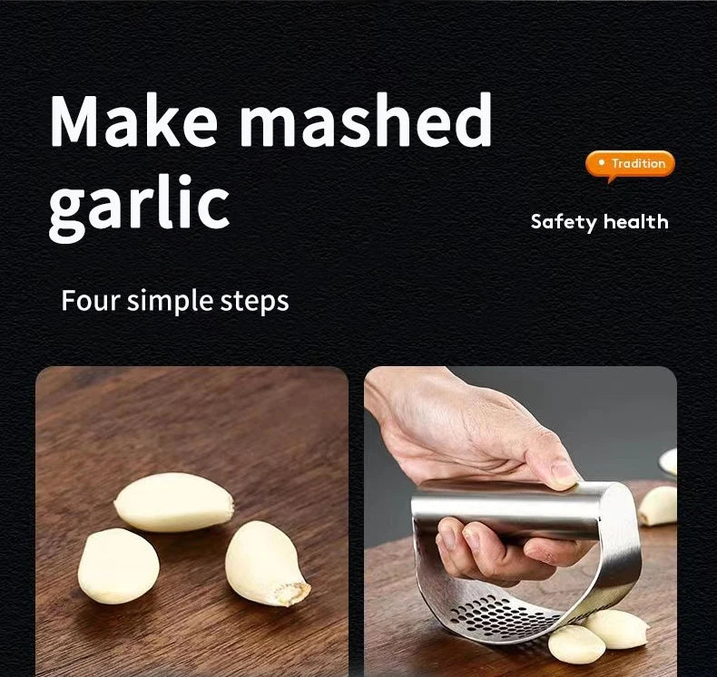 WORTHBUY Manual Stainless Steel Garlic Press, Garlic Chopped Ginger Crusher For Fruit Vegetable Tools Kitchen Accessories - MAGUSTA BEAUTY